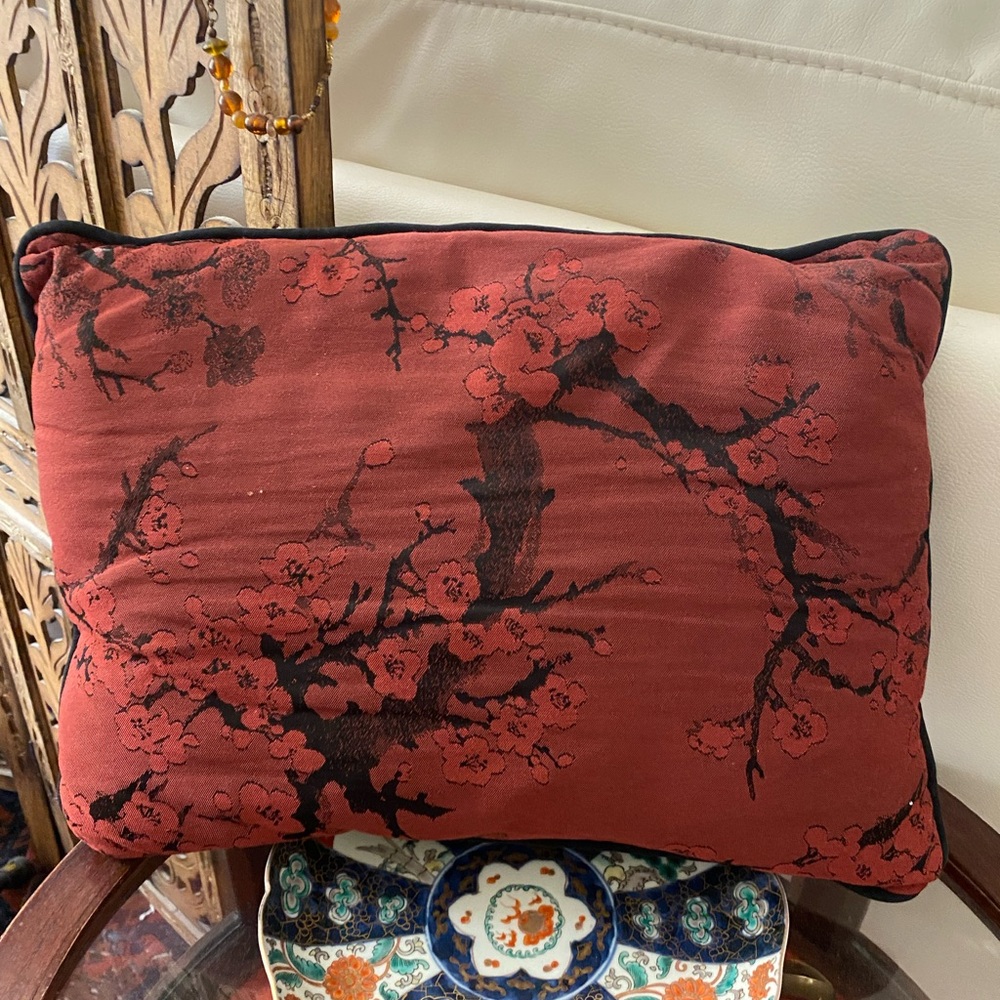 ASIAN CHERRY BLOSSOM ACCENT PILLOW Size 16 in x 11 inches